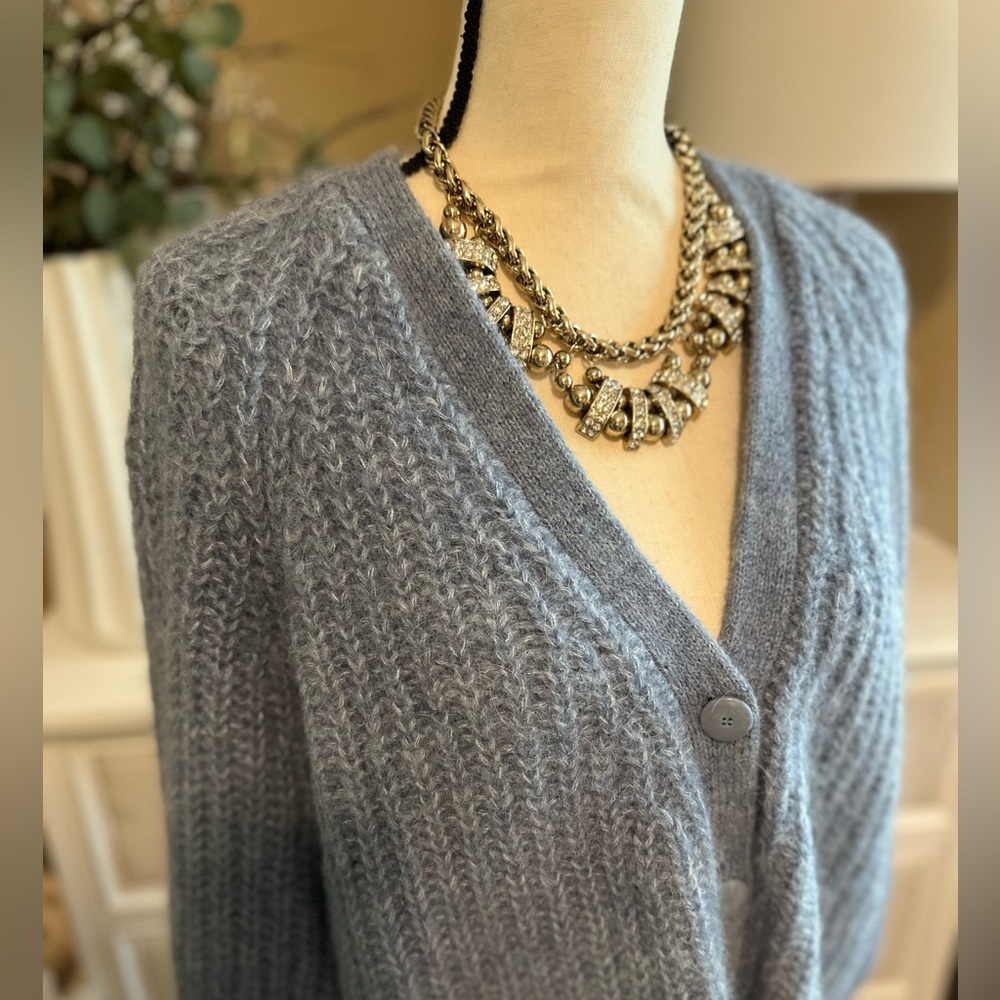 Sezane Basile Cardigan Sweater in Vintage Blue - Picture 3 of 11